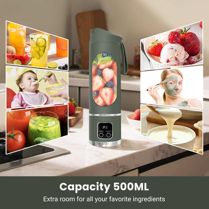 Portable Personal Blender 500ml – USB-C Rechargeable, Ice Crushing