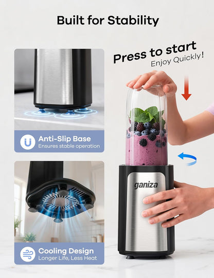 900W Personal Blender for Smoothies & Shakes with 3 Cups