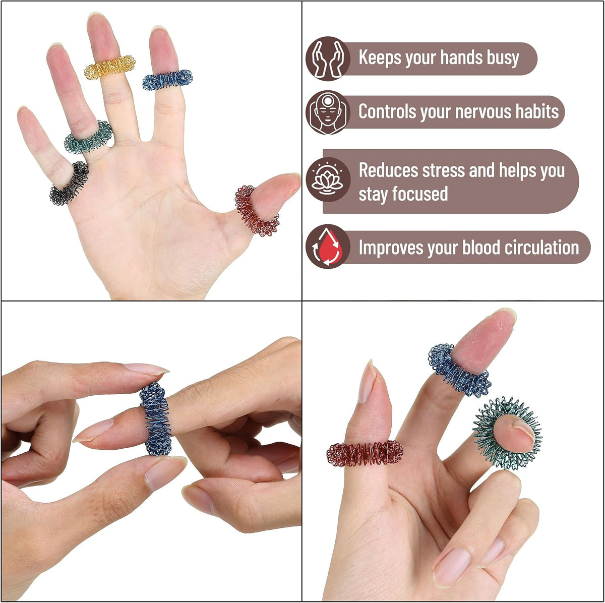 Spiky Sensory Fidget Rings – 10 Pack Stress Relief Rings