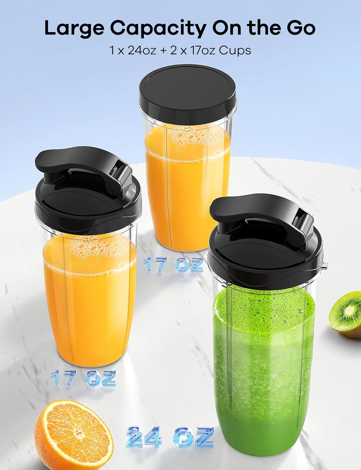 900W Personal Blender for Smoothies & Shakes with 3 Cups