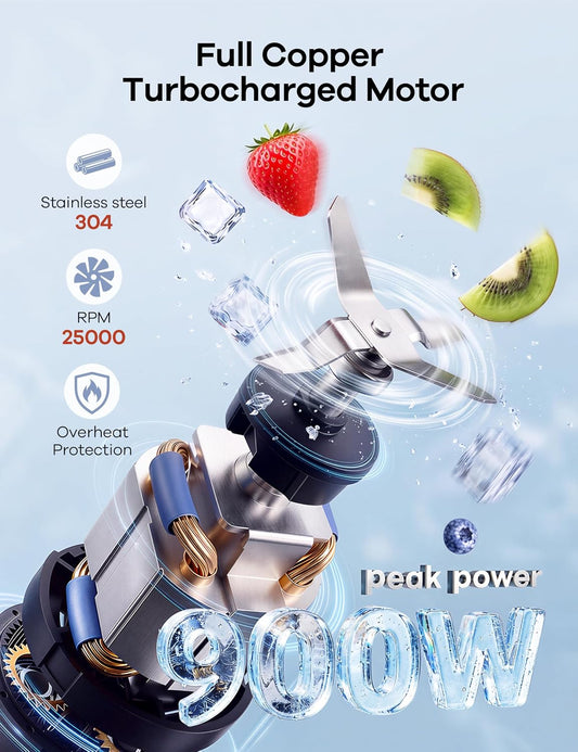 900W Personal Blender for Smoothies & Shakes with 3 Cups
